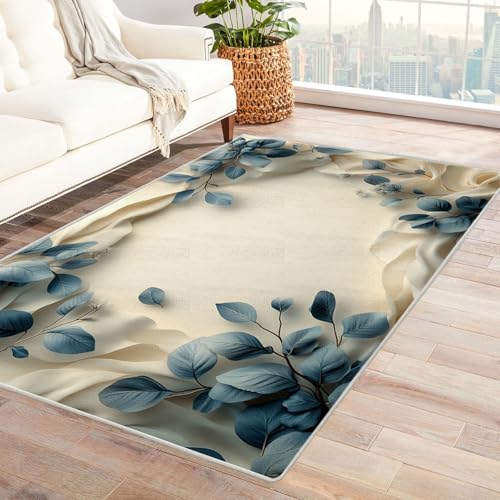 AMXBZC Moderner Kurzflor Teppich Wohnzimmer rutschfest, Waschbar Moderner Teppich mit abstraktem Muster Schlafzimmer abstraktes Muster, für Esszimmer Foyer Boho Carpet(beige)-60x90cm von AMXBZC