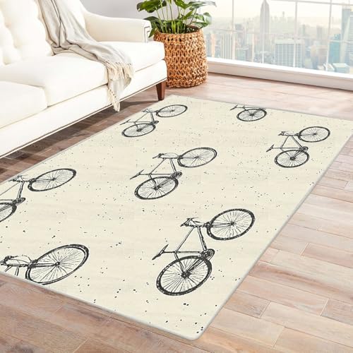 AMXBZC Moderner Kurzflor Teppich Wohnzimmer rutschfest, Waschbar Retro beige Muster Schlafzimmer abstraktes Muster, für Esszimmer Foyer Boho Carpet(Gelb)-180x240cm von AMXBZC