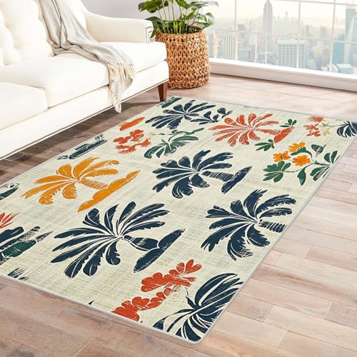 AMXBZC Modernes Teppich Wohnzimmer Retro tropisches Muster Waschbar Abstrakte Schlafzimmer Teppiche, rutschfeste Weicher Kurzflor, für Büro Esszimmer Kinderzimmer(grün)-210x300cm von AMXBZC