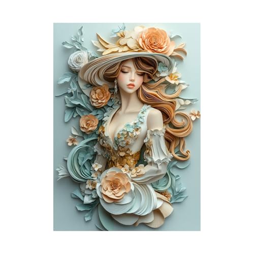 AMXBZC Pflanze Blumen Wandbild auf bilder Schöne Mädchen Blumen Moderne Leinwand Malerei - Home Deko Poster für Wohnzimmer Schlafzimmer Flur Wand(Weiß 4)-50x70cm Ungerahmt von AMXBZC