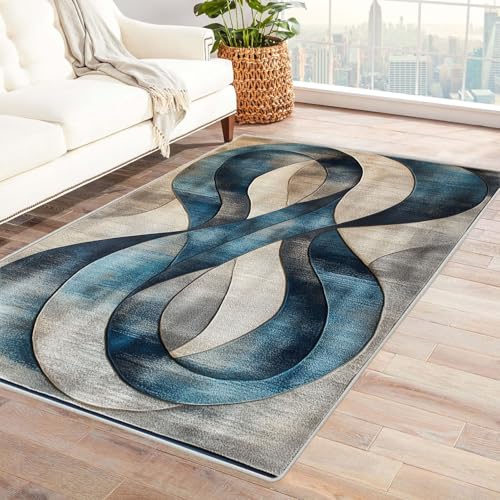 AMXBZC Teppich Wohnzimmer Schlafzimmer Kurzflor, Abstrakter Musterteppich Skandinavisches Boho Muster,Geometrisch Motiv Einfarbig Weich Modern Waschbar Teppiche - 150x210cm(Gelb) von AMXBZC