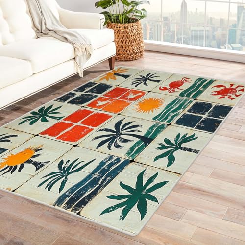 AMXBZC Teppich Wohnzimmer Schlafzimmer Kurzflor Abstraktes Meeresmuster Skandinavisches Boho Muster,Geometrisch Motiv Einfarbig Weich Modern Waschbar Teppiche(grün)-180x270cm von AMXBZC