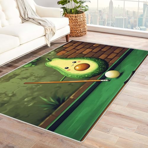 AMXBZC Teppich Wohnzimmer Schlafzimmer Kurzflor Cartoon lustiges Fruchtmuster Waschbar Muster Weich rutschfest Moderne Deko, Kinderzimmer Esszimmer Foyer Küchenteppich(Grün 19)-180x240cm von AMXBZC