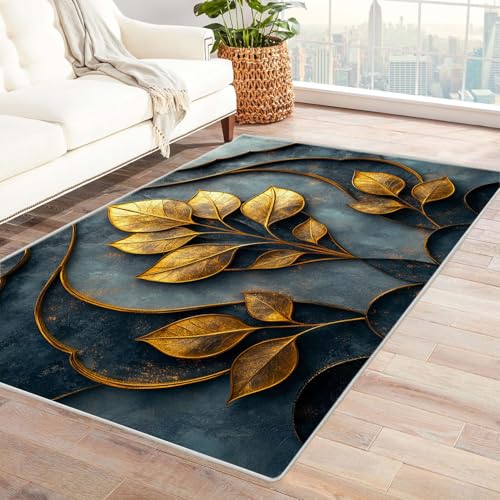 AMXBZC Teppich Wohnzimmer Schlafzimmer Kurzflor Graffiti Teppich mit abstraktem Muster Waschbar Muster Weich rutschfest Moderne Deko, Kinderzimmer Esszimmer Foyer Küchenteppich(Gelb)-120x180cm von AMXBZC