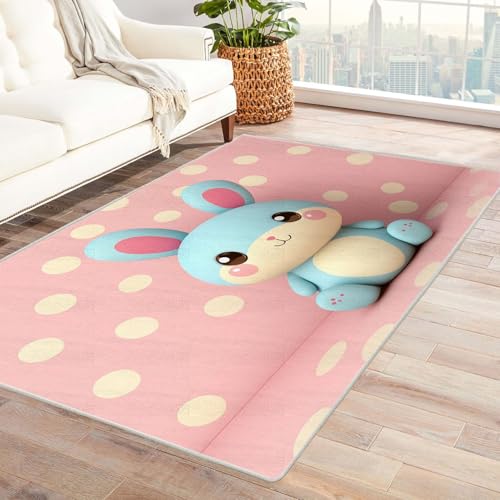 AMXBZC Teppich Wohnzimmer Schlafzimmer Kurzflor Mädchen Zimmer Teppich Muster Skandinavisches Boho Muster,Geometrisch Motiv Einfarbig Weich Modern Waschbar Teppiche(Rosa)-120x150cm von AMXBZC