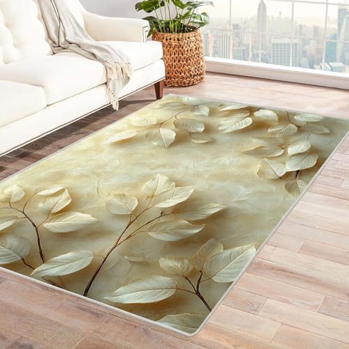 AMXBZC Teppich Wohnzimmer Schlafzimmer Kurzflor Moderner Teppich mit abstraktem Muster Skandinavisches Boho Muster,Geometrisch Motiv Einfarbig Weich Modern Waschbar Teppiche(beige)-90x150cm von AMXBZC