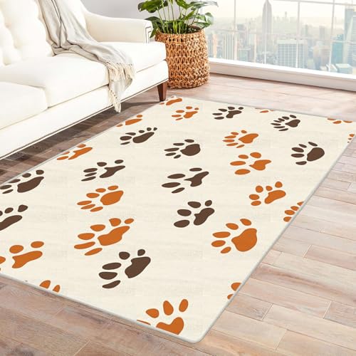 AMXBZC Teppich Wohnzimmer Schlafzimmer Kurzflor Süßer Teppich für Jungen Skandinavisches Boho Muster,Geometrisch Motiv Einfarbig Weich Modern Waschbar Teppiche(Orange)-180x270cm von AMXBZC