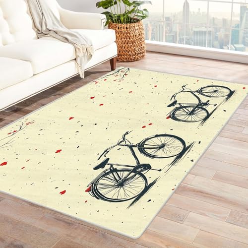 AMXBZC Teppich Wohnzimmer Schlafzimmer Kurzflor Teppich mit Retro-Muster Skandinavisches Boho Muster,Geometrisch Motiv Einfarbig Weich Modern Waschbar Teppiche(rot)-60x90cm von AMXBZC