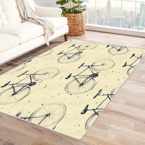 AMXBZC Waschbarer Modern Teppich Wohnzimmer Retro beige Muster Groß rutschfest Kurzflor Vintage Weich Teppiche, für Schlafzimmer Esszimmer Balkon Küchenteppich(schwarz)-180x240cm von AMXBZC