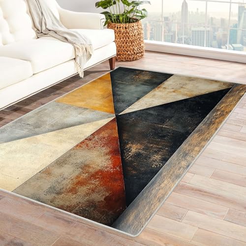 AMXBZC Wohnzimmerteppich mit Soft-Touch-Kurzflor Abstrakter Blumenteppich In & Outdoor Teppich Küchenteppich Terrassenteppich Muster Boho Moderne Deko(grau)-120x180cm von AMXBZC