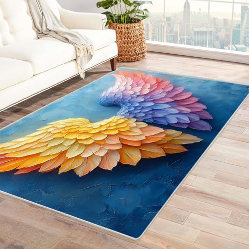 AMXBZC Wohnzimmerteppich mit Soft-Touch-Kurzflor Bunte schöne Muster In & Outdoor Teppich Küchenteppich Terrassenteppich Muster Boho Moderne Deko(Gelb)-240x300cm von AMXBZC