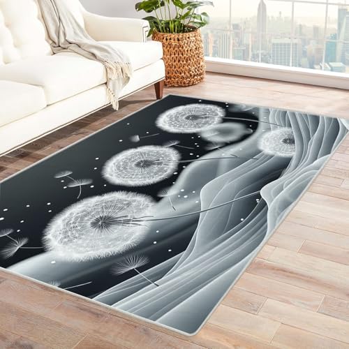 AMXBZC Wohnzimmerteppich mit Soft-Touch-Kurzflor Moderner Pflanzenteppich In & Outdoor Teppich Küchenteppich Terrassenteppich Muster Boho Moderne Deko(blau)-120x180cm von AMXBZC