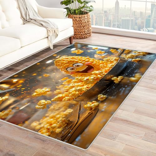 AMXBZC Wohnzimmerteppich mit Soft-Touch-Kurzflor Niedliches Cartoon-Spaßmuster In & Outdoor Teppich Küchenteppich Terrassenteppich Muster Boho Moderne Deko(Gelb 20)-150x240cm von AMXBZC