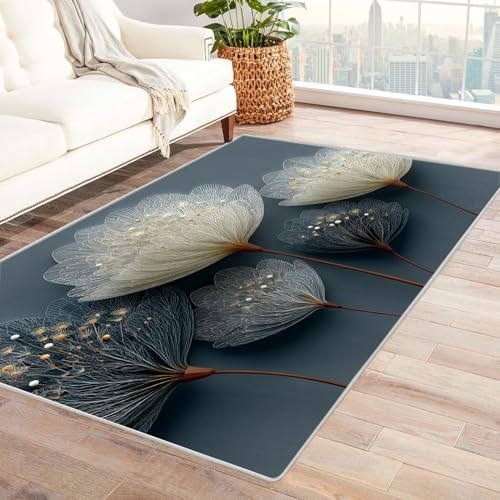 AMXBZC Wohnzimmerteppich mit Soft-Touch-Kurzflor Retro Pflanzenmuster In & Outdoor Teppich Küchenteppich Terrassenteppich Muster Boho Moderne Deko(grau)-210x300cm von AMXBZC