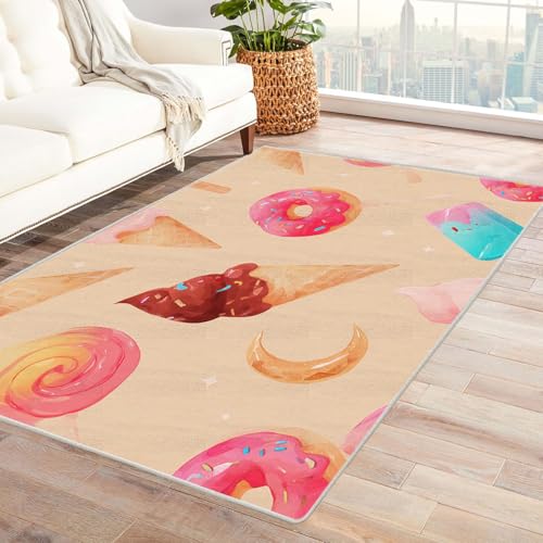 AMXBZC Wonzimmer Teppiche Cartoon Junge und Mädchen Teppich Schoafzimmer Geermetrische - Moderner Absttakter Anti-Rutsch- Kurzfloriger Kinderzimmer Esszimmer FoyerTeppich(rosa)-90x120cm von AMXBZC