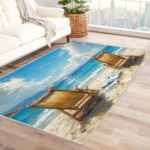 AMXBZC Wonzimmer Teppiche Freizeit Strandstuhl Teppich Muster Schoafzimmer Geermetrische - Moderner Absttakter Anti-Rutsch- Kurzfloriger Kinderzimmer Esszimmer FoyerTeppich(Gelb)-180x240cm von AMXBZC