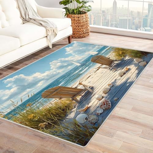 AMXBZC Wonzimmer Teppiche Freizeit Strandstuhl Teppich Schoafzimmer Geermetrische - Moderner Absttakter Anti-Rutsch- Kurzfloriger Kinderzimmer Esszimmer FoyerTeppich(Grün)-180x270cm von AMXBZC