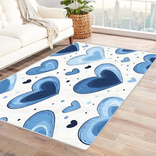AMXBZC Wonzimmer Teppiche Niedliche Jungen Mädchen Anleitung Schoafzimmer Geermetrische - Moderner Absttakter Anti-Rutsch- Kurzfloriger Kinderzimmer Esszimmer FoyerTeppich(blau)-210x270cm von AMXBZC