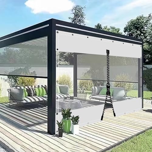 AMXFS Abdeckplane Plane Transparent mit ösen Wasserdicht 0.55mm Zeltplane aus PVC 530g/m² Wetterfeste Gewebeplane Regenplane Regenschutzplane für Pavillon, Balkon, Balkonmöbel, Gartenmöbel 3x5.2m von AMXFS