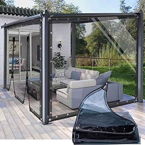 AMXFS Abdeckplane mit ösen Transparente Plane wasserdichte 0.5 * 3m (Blau&grün) Klar-Mit 2 Reißverschlüssen aus PVC 0.35mm Pflanzenschutz Schutzplane Regen-Vorhänge Allzweckplane Tarps 400g/m² von AMXFS