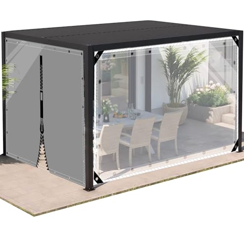 AMXFS Outdoor Vorhang mit Ösen Wetterfest Plane aus PVC H2,2m*L3,0m Windschutz Regenschutzplane Terrassenplane 0,5mm Planen outdoorvorhänge für Pavillon Wintergarten,Transparent AMXFS Outdoor Vorhang mit Ösen Wetterfest Plane aus PVC H2,2m*L3,0m Windschutz Regenschutzplane Terrassenplane 0,5mm Planen outdoorvorhänge für Pavillon Wintergarten,Transparent von AMXFS