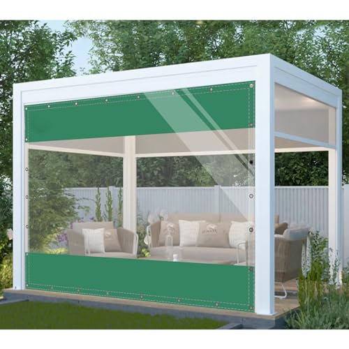 AMXFS Plane Abdeckplane Transparent mit ösen Wasserdicht 0.55mm Zeltplane aus PVC 530g/m² Wetterfeste Gewebeplane Regenplane Regenschutzplane für Pavillon, Balkon, Balkonmöbel, Gartenmöbel 3x3.4m von AMXFS