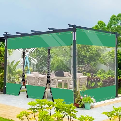 AMXFS Plane Abdeckplane Transparent mit ösen Wasserdicht 0.55mm Zeltplane aus PVC 530g/m² Wetterfeste Gewebeplane Regenplane Regenschutzplane für Pavillon, Balkon, Balkonmöbel, Gartenmöbel 2.5x3.2m von AMXFS