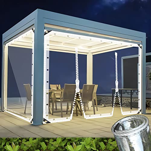 AMXFS Plane Transparente mit ösen 2 * 3.5m Glasklar-Mit 2 Reißverschlüssen PVC Abdeckplane 0.35mm Pflanzenschutz Schutzplane Regen-Vorhänge Glas Klare wasserdichte Allzweckplane Tarps 400g/m² von AMXFS