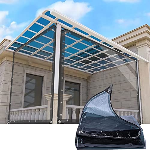 AMXFS Plane mit ösen Abdeckplane Transparente 2 * 5m (Blau&grün) Klar aus PVC 0.35mm Pflanzenschutz Schutzplane Regen-Vorhänge wasserdichte Allzweckplane Tarps 400g/m² von AMXFS