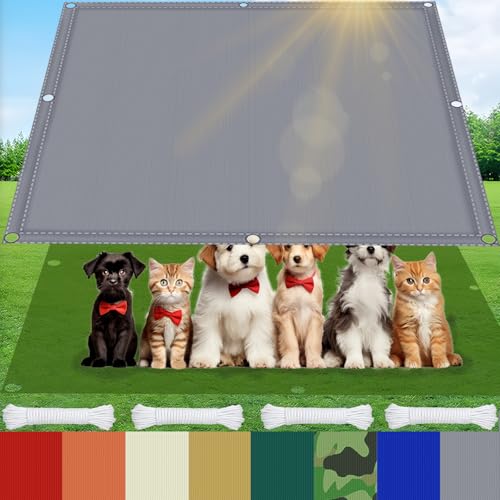 AMXFS Sonnensegel mit Ösen mit 95% Schattierwirkung aus Oxford-Stoff 180g/㎡ 1m x 1m Garten markisenstoff wasserdicht UV-Schutz Sonnenschutz für Camping Balkon Schwimmbad Carport - Grau von AMXFS