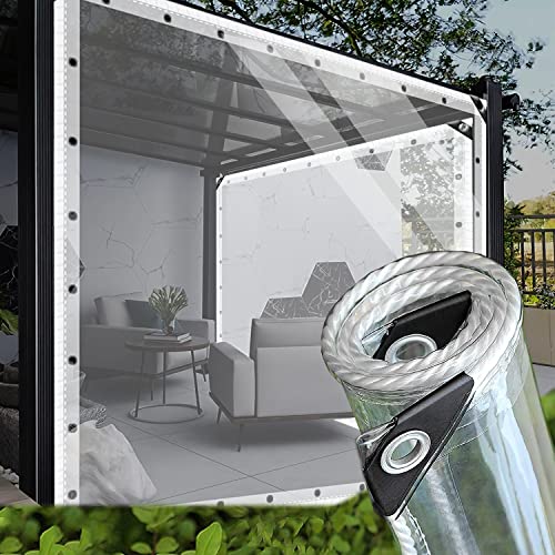 AMXFS Transparente Abdeckplane 0.5 * 2m Glasklar PVC Plane mit ösen 0.35mm Pflanzenschutz Schutzplane Regen-Vorhänge Glas Klare wasserdichte Allzweckplane Tarps 400g/m² von AMXFS