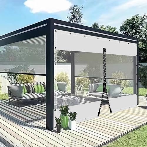 Abdeckplane Plane Transparent mit ösen Wasserdicht 0.55mm Zeltplane aus PVC 530g/m² Wetterfeste Gewebeplane Regenplane Regenschutzplane für Pavillon, Balkon, Balkonmöbel, Gartenmöbel 1.5x3.6m von AMXFS