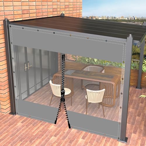 Plane Abdeckplane Transparent mit ösen Wasserdicht 0.55mm Zeltplane aus PVC 530g/m² Wetterfeste Gewebeplane Regenplane Regenschutzplane für Pavillon, Balkon, Balkonmöbel, Gartenmöbel 2.5x4.2m von AMXFS