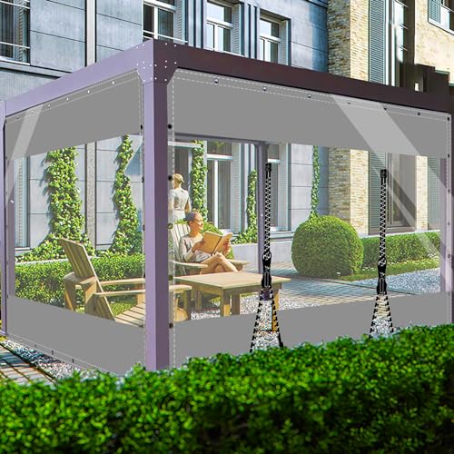 Plane Abdeckplane Transparent mit ösen Wasserdicht 0.55mm Zeltplane aus PVC 530g/m² Wetterfeste Gewebeplane Regenplane Regenschutzplane für Pavillon, Balkon, Balkonmöbel, Gartenmöbel 1x4.6m von AMXFS