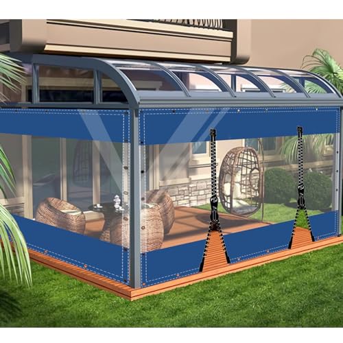 AMXFS Plane Abdeckplane Transparent mit ösen Wasserdicht 0.55mm Zeltplane aus PVC 530g/m² Wetterfeste Gewebeplane Regenplane Regenschutzplane für Pavillon, Balkon, Balkonmöbel, Gartenmöbel 2x3.6m von AMXFS