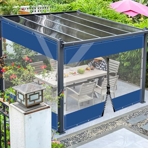 Plane Abdeckplane Transparent mit ösen Wasserdicht 0.55mm Zeltplane aus PVC 530g/m² Wetterfeste Gewebeplane Regenplane Regenschutzplane für Pavillon, Balkon, Balkonmöbel, Gartenmöbel 2x3m von AMXFS