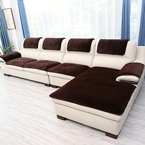 AMYDREAMSTORE Samt Sofa-Überwürfe Für L Shaped Couch,Shaggy Teppich,1 Stück Plüsch Warm Schonbezug Sofabezug Für Ledersofa,Winter Plüsch rutschfeste Dick Sofa-Protektor von AMYDREAMSTORE