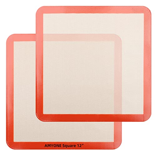 Quadratische Silikon-Backmatten für 30,5 cm Kuchenform/30,5 x 30,5 cm Käsekuchenform/Toasterofen/XL-Luftfritteuse, 30,5 cm, quadratische Silikonmatte in Lebensmittelqualität für Backblech für von AMYONE