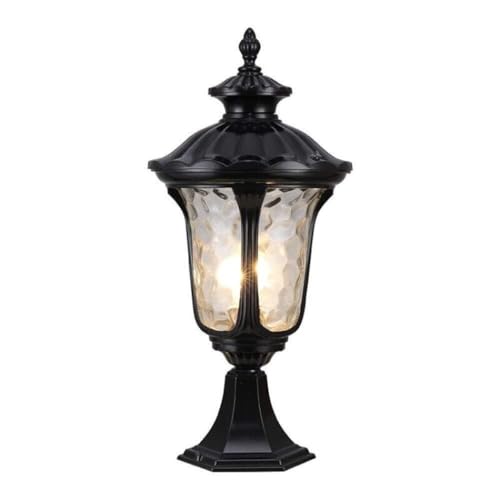 AMYSTY Pollerleuchte Gartenleuchten Europäische Außenpfostenleuchten Retro Aluminiumlegierung Säulenlampe wasserdichte Gartensäulenleuchten Hof Villa Licht Wegeleuchten Außen(Black) von AMYSTY