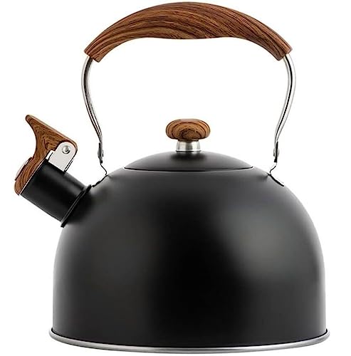 Pfeifkessel Wasserkessel Teekessel 2,5 L Pfeifende Teekessel-Teekanne Aus Edelstahl Für Kochen Von Tee, Kompatibel Mit Gasherden, Induktionsherden Flötenkessel Pfeifenkessel (Color : Nero, Size : 2. von AMYSTY