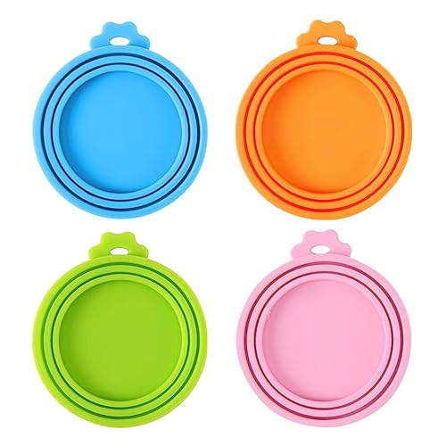AMYXIYUAN 4Pcs Silicone Tin Can Lids Assorted Color Can Lid Tin Covers Pet Can Lids Puppy Can Covers for Dog Food Household Pet Food Covers Seal Tableware von AMYXIYUAN