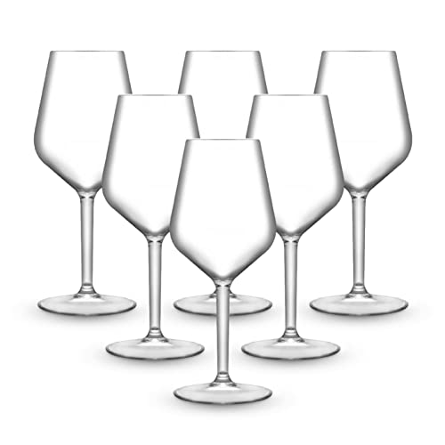 BRYNA - Set 6 Stück Weingläser 33 Cl aus Polycarbonat (Hartkunststoff), 100% italienisches Design, Unzerbrechliche Gläser, Wiederverwendbare und Spülmaschinenfeste Weingläser, Transparent von BRYNA BY AMZ BETTER