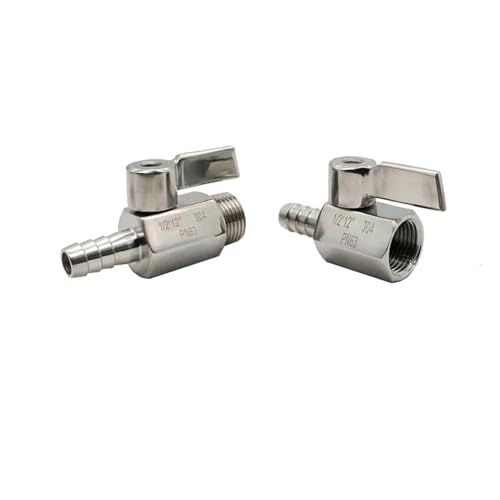 AMZBNEIDI Anschlussadapter aus Messing und Edelstahl, 7mm 8mm 10mm 12mm 14mm 16mm Schlauchtülle auf 1/8" 1/4" 3/8" 1/2" 3/4" Außengewinde 304 Edelstahl Mini-Kugelhahn-Adapter(1i2 Male,8mm) von AMZBNEIDI
