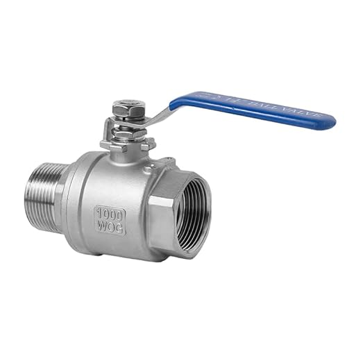 AMZBNEIDI Anschlussadapter aus Messing und Edelstahl, Kugelhahn-Adapteranschluss aus Edelstahl 304 mit Innengewinde und Außengewinde(Femalemale Thread,11/2") von AMZBNEIDI