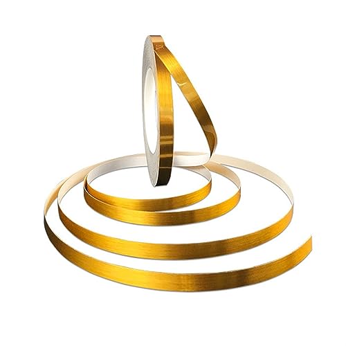 AMZBNEIDI Flexible Laminatleisten, Selbstklebende Wandbordüre, 50 m, 0,5–2 cm, 0,2 mm, Mehrfarbig(Brushed Gold,W: 1cm) von AMZBNEIDI