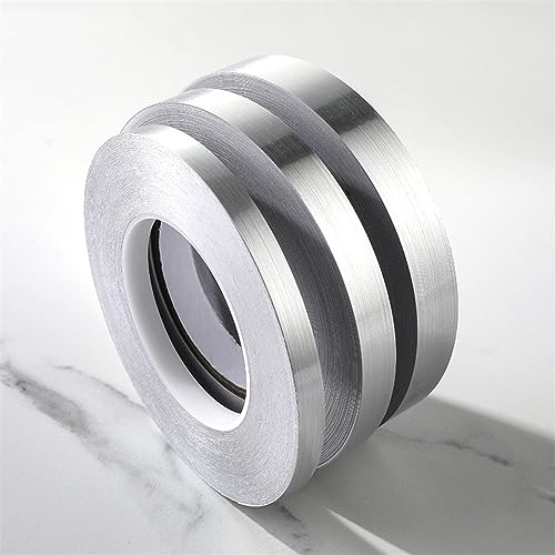 AMZBNEIDI Flexible Laminatleisten, Selbstklebende Wandbordüre, 50 m, 0,5–2 cm, 0,2 mm, Mehrfarbig(Brushed Silver,W: 0.5cm) von AMZBNEIDI