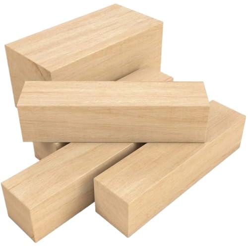 AMZBNEIDI Holzlatten, Lindenholz-Schnitzblöcke-Set, 5er-Pack, Balsaholz-Sticks, mehrere Größen, Hobby for Erwachsene von AMZBNEIDI