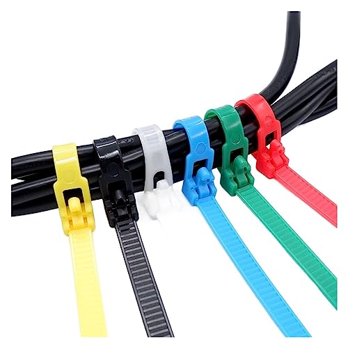 AMZBNEIDI Mehrzweck-Kunststoff-Kabelbinder, Lösbare Kabelbinder 25er Pack Mehrfarbig 5x/8x(150-600) mm(Yellow,8x150mm) von AMZBNEIDI
