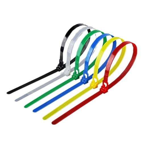 AMZBNEIDI Mehrzweck-Kunststoff-Kabelbinder, Lösbare Kabelbinder Nylon 66 5x200mm Packung mit 50 Stück Mehrfarbig(Red) von AMZBNEIDI