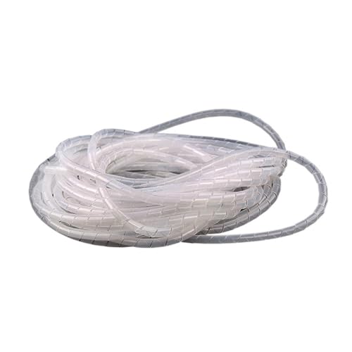 AMZBNEIDI Spiralförmiges Kabelmanagement-Hülsensystem, 6mm OD 4mm ID Kabel Management Sleeve Sleeving Band Flammhemmende Rohr Abdeckung Schutz(White,10 Meter) von AMZBNEIDI